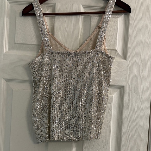 🆕‼️ - NWT - Love on a Hanger Sequin Embellished Tank Top in Champagne - Size M - Picture 5 of 7